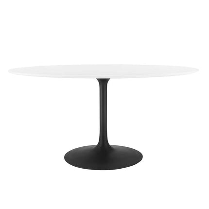 Modway EEI-3539-BLK-WHI Lippa 60" Oval Wood Dining Table Black White Modway