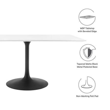 Modway EEI-3541-BLK-WHI Lippa 60" Rectangle Wood Dining Table Black White Modway