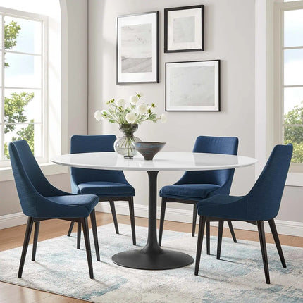 Modway EEI-3524-BLK-WHI Lippa 60" Round Wood Dining Table Black White Modway