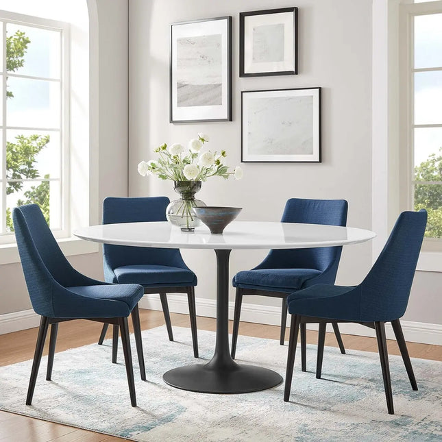 Modway EEI-3524-BLK-WHI Lippa 60" Round Wood Dining Table Black White Modway