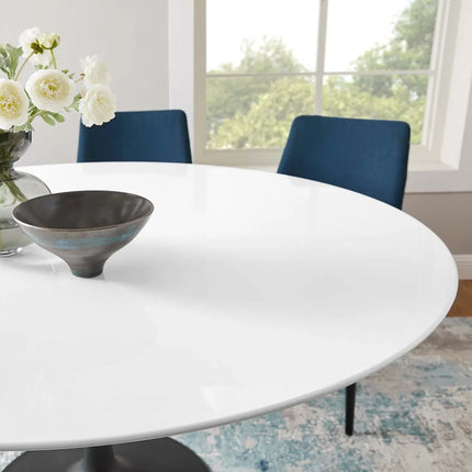 Modway EEI-3524-BLK-WHI Lippa 60" Round Wood Dining Table Black White Modway