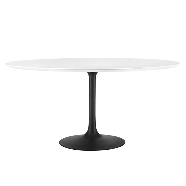 Modway EEI-3524-BLK-WHI Lippa 60" Round Wood Dining Table Black White Modway