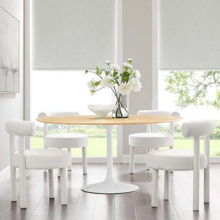Modway EEI-5176-WHI-NAT Lippa 60" Round Wood Dining Table White Natural Modway