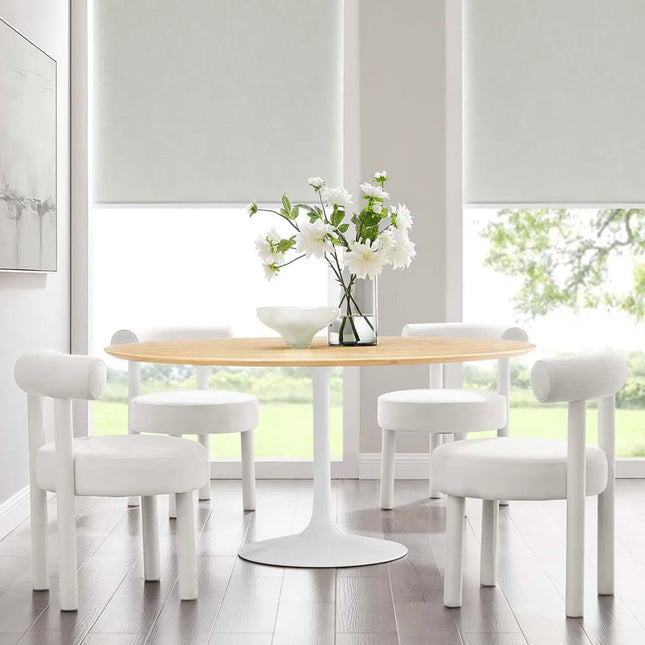 Modway EEI-5176-WHI-NAT Lippa 60" Round Wood Dining Table White Natural Modway