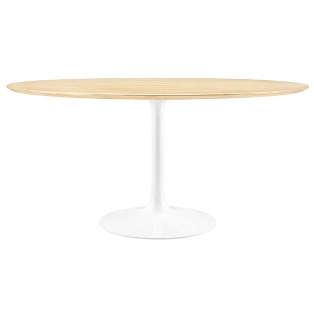Modway EEI-5176-WHI-NAT Lippa 60" Round Wood Dining Table White Natural Modway