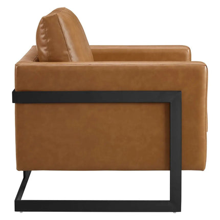 Modway EEI-4392-BLK-TAN Posse Vegan Leather Accent Chair Black Tan Modway