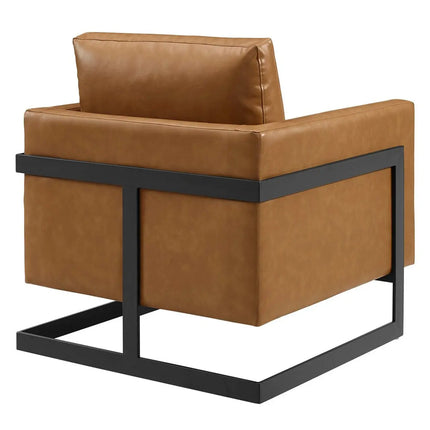 Modway EEI-4392-BLK-TAN Posse Vegan Leather Accent Chair Black Tan Modway