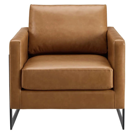 Modway EEI-4392-BLK-TAN Posse Vegan Leather Accent Chair Black Tan Modway
