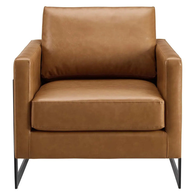 Modway EEI-4392-BLK-TAN Posse Vegan Leather Accent Chair Black Tan Modway