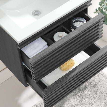 Modway EEI-4433-CHA-WHI Render 24" Wall-Mount Bathroom Vanity Modway
