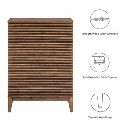 Modway MOD-7202-WAL Render 4-Drawer Chest Walnut Modway