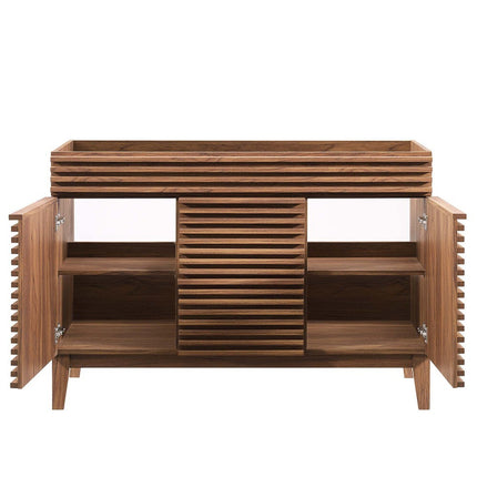 Modway EEI-4342-WAL Render 48" Double Sink Compatible (Not Included) Bathroom Vanity Cabinet Walnut Modway