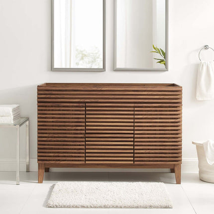 Modway EEI-4342-WAL Render 48" Double Sink Compatible (Not Included) Bathroom Vanity Cabinet Walnut Modway