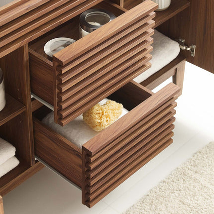 Modway EEI-4342-WAL Render 48" Double Sink Compatible (Not Included) Bathroom Vanity Cabinet Walnut Modway