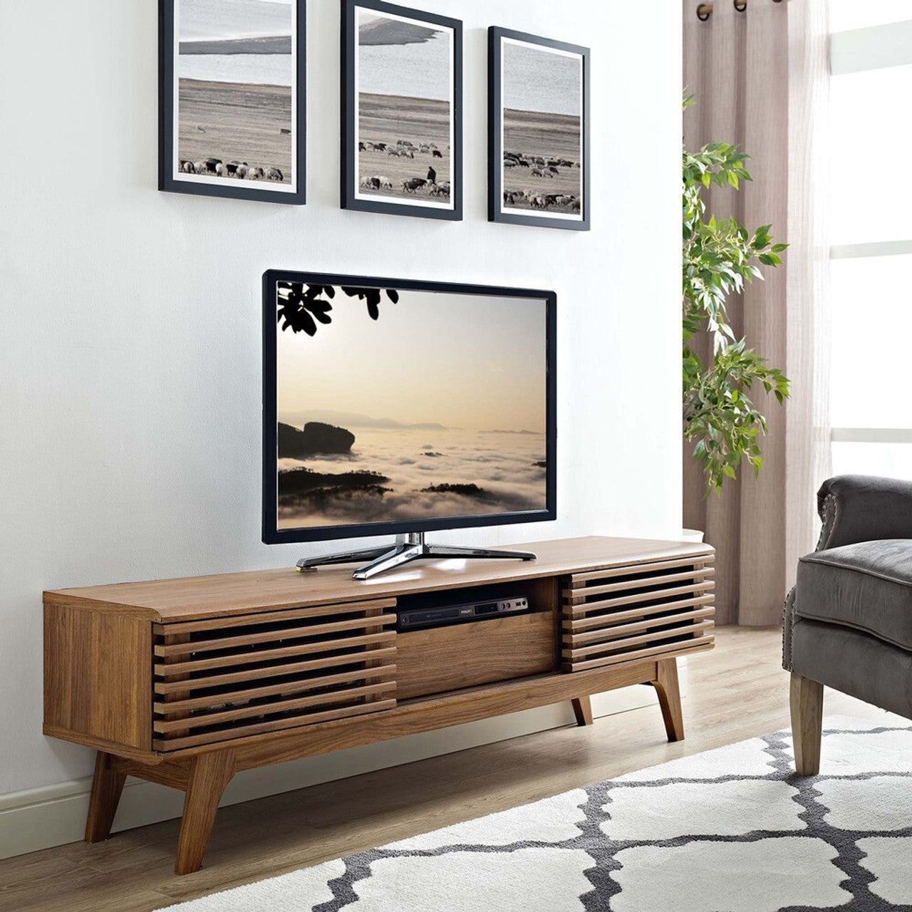 Modway EEI-2541-WAL Render 59" TV Stand Walnut