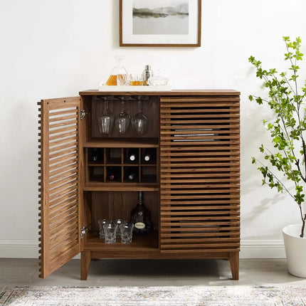 Modway EEI-4311-WAL Render Bar Cabinet Walnut Modway