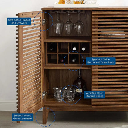 Modway EEI-4311-WAL Render Bar Cabinet Walnut Modway