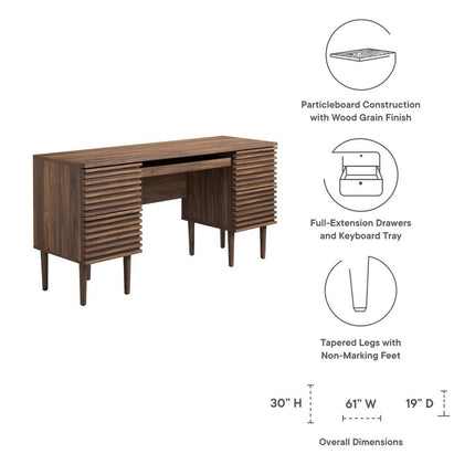 Modway EEI-6254-WAL Render Office Desk Walnut Modway