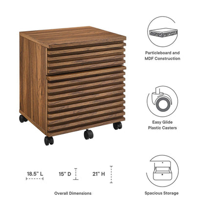 Modway EEI-5704-WAL Render Wood File Cabinet Walnut Modway