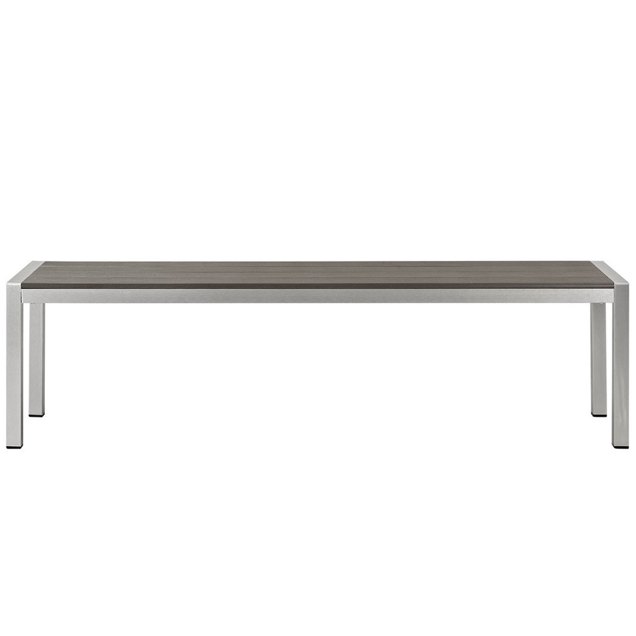 Modway EEI-2252-SLV-GRY Shore Outdoor Patio Aluminum Bench Silver Gray