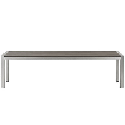 Modway EEI-2252-SLV-GRY Shore Outdoor Patio Aluminum Bench Silver Gray Modway
