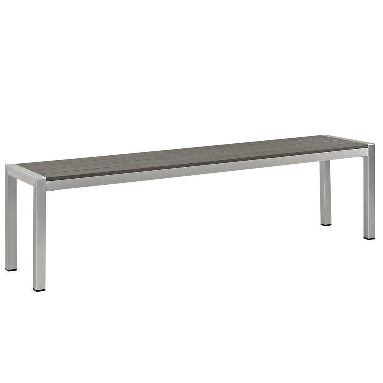 Modway EEI-2252-SLV-GRY Shore Outdoor Patio Aluminum Bench Silver Gray