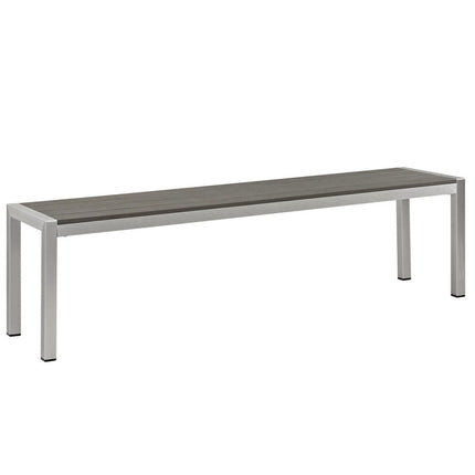 Modway EEI-2252-SLV-GRY Shore Outdoor Patio Aluminum Bench Silver Gray Modway