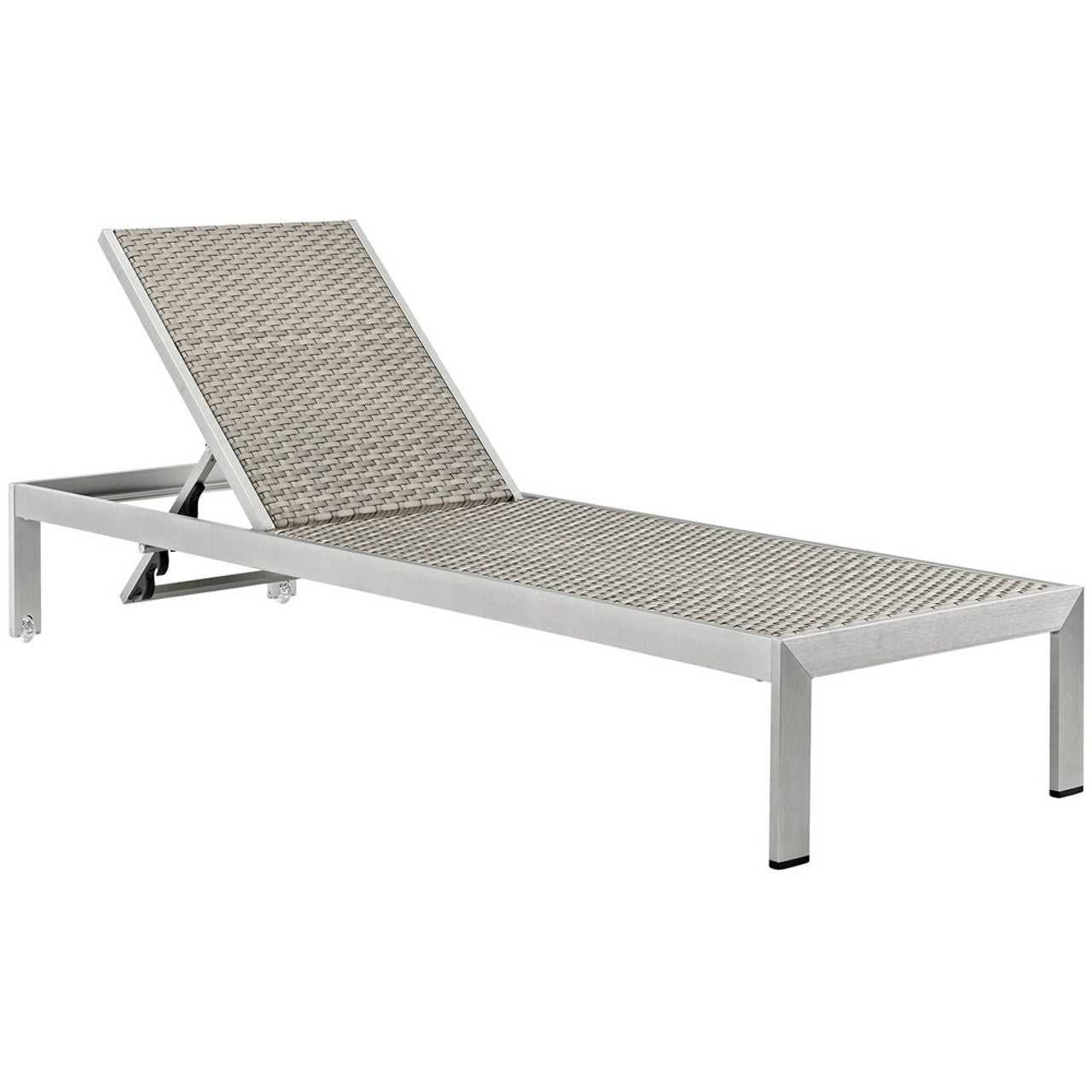 Modway EEI-2479-SLV-GRY-SET Shore Outdoor Patio Aluminum Chaise Set of 6 Silver Gray