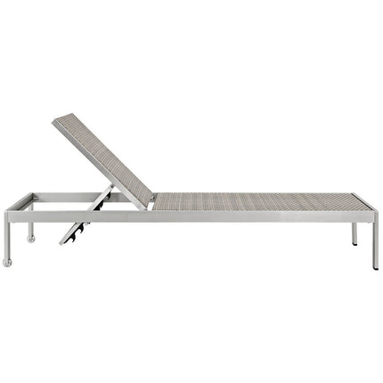 Modway EEI-2479-SLV-GRY-SET Shore Outdoor Patio Aluminum Chaise Set of 6 Silver Gray Modway