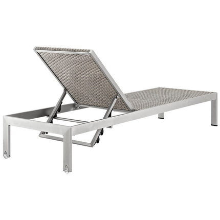 Modway EEI-2479-SLV-GRY-SET Shore Outdoor Patio Aluminum Chaise Set of 6 Silver Gray Modway
