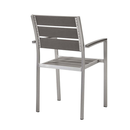 Modway EEI-4042-SLV-GRY Shore Outdoor Patio Aluminum Dining Armchair Set of 2 Silver Gray Modway