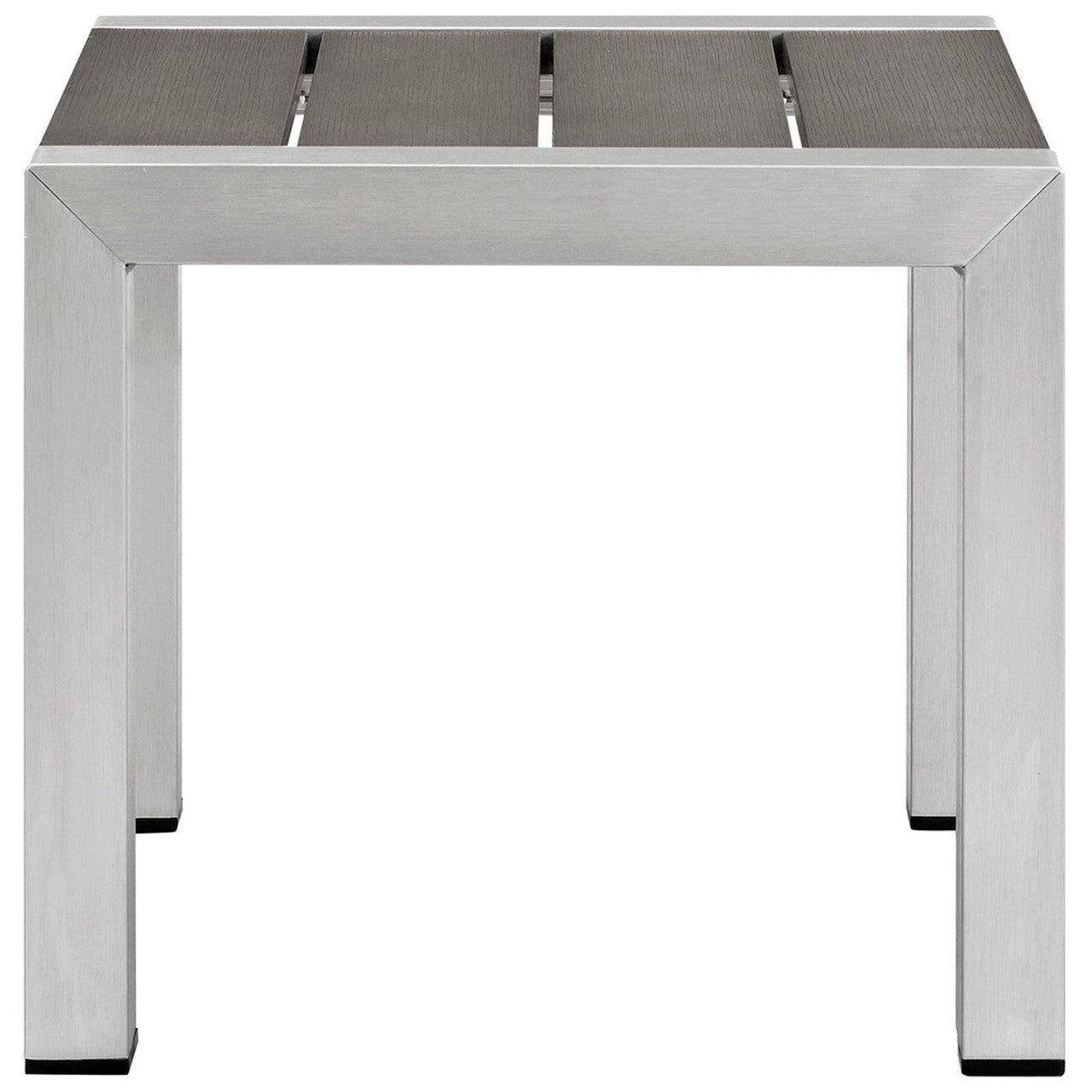 Modway EEI-2248-SLV-GRY Shore Outdoor Patio Aluminum Side Table Silver Gray