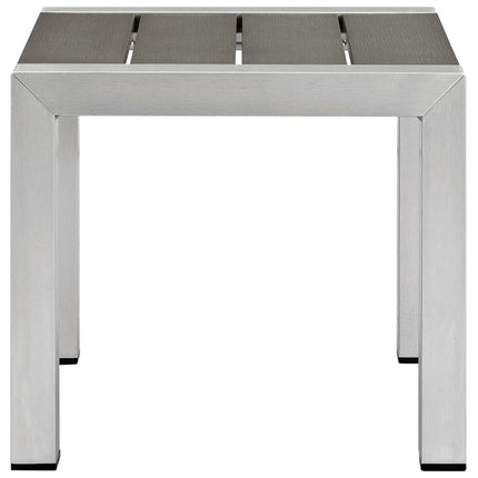 Modway EEI-2248-SLV-GRY Shore Outdoor Patio Aluminum Side Table Silver Gray Modway