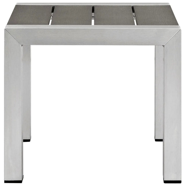 Modway EEI-2248-SLV-GRY Shore Outdoor Patio Aluminum Side Table Silver Gray Modway