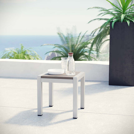Modway EEI-2248-SLV-GRY Shore Outdoor Patio Aluminum Side Table Silver Gray Modway