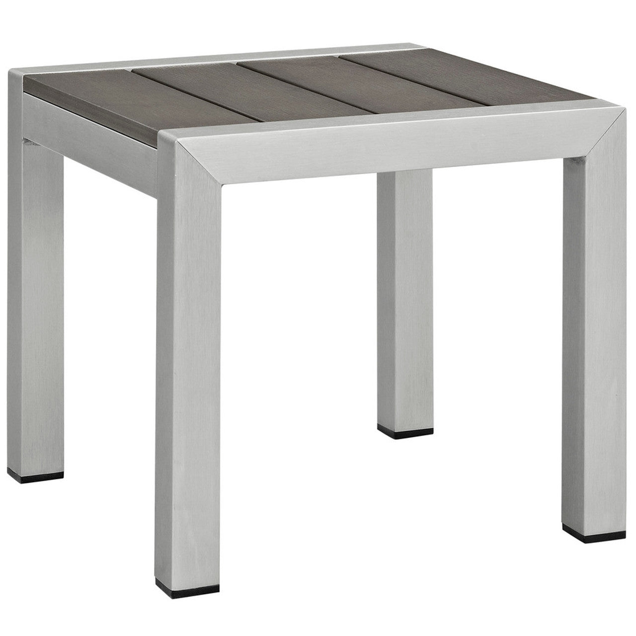 Modway EEI-2248-SLV-GRY Shore Outdoor Patio Aluminum Side Table Silver Gray