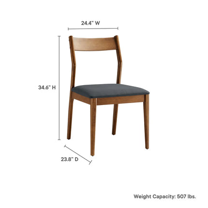Modway EEI-7078-WAL-BLK Solara 7-Piece Wood Dining Set with Vegan Leather Side Chairs Walnut Black Modway