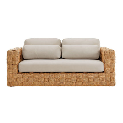 Modway EEI-7135-NAT-LGR Thames 4-Piece Outdoor Patio Wicker Outdoor Patio Rattan Furniture Set Natural Light Gray Modway