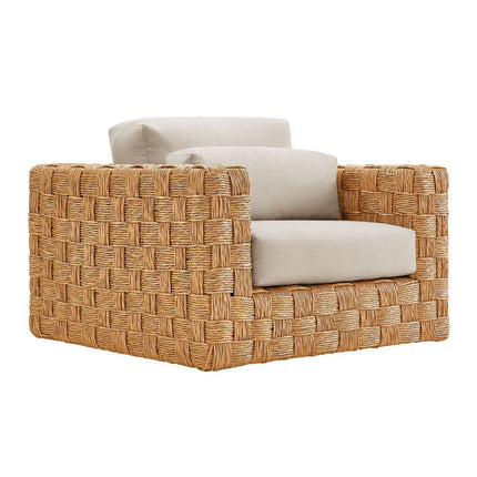 Modway EEI-7135-NAT-LGR Thames 4-Piece Outdoor Patio Wicker Outdoor Patio Rattan Furniture Set Natural Light Gray Modway