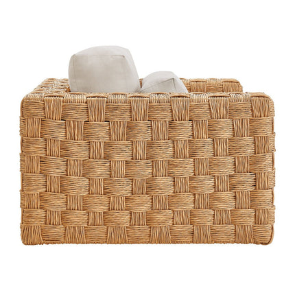 Modway EEI-7135-NAT-LGR Thames 4-Piece Outdoor Patio Wicker Outdoor Patio Rattan Furniture Set Natural Light Gray Modway