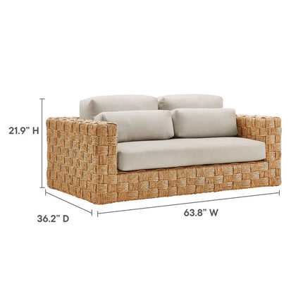 Modway EEI-6924-NAT-LGR Thames Outdoor Patio Wicker Outdoor Patio Rattan Loveseat Natural Light Gray Modway