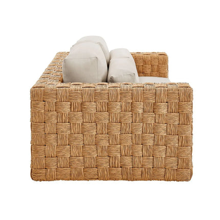 Modway EEI-6924-NAT-LGR Thames Outdoor Patio Wicker Outdoor Patio Rattan Loveseat Natural Light Gray Modway