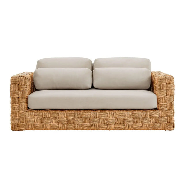 Modway EEI-6924-NAT-LGR Thames Outdoor Patio Wicker Outdoor Patio Rattan Loveseat Natural Light Gray Modway