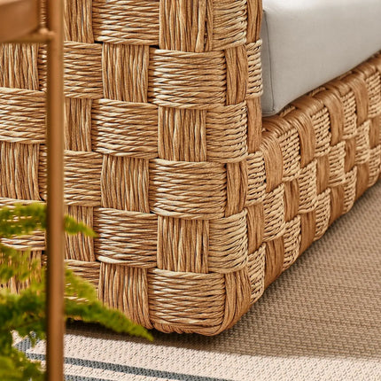 Modway EEI-6924-NAT-LGR Thames Outdoor Patio Wicker Outdoor Patio Rattan Loveseat Natural Light Gray Modway