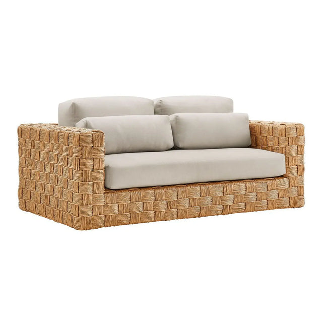 Modway EEI-6924-NAT-LGR Thames Outdoor Patio Wicker Outdoor Patio Rattan Loveseat Natural Light Gray Modway