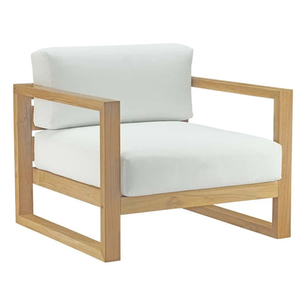 Modway EEI-3116-NAT-WHI-SET Upland 4 Piece Outdoor Patio Teak Set Natural White Modway