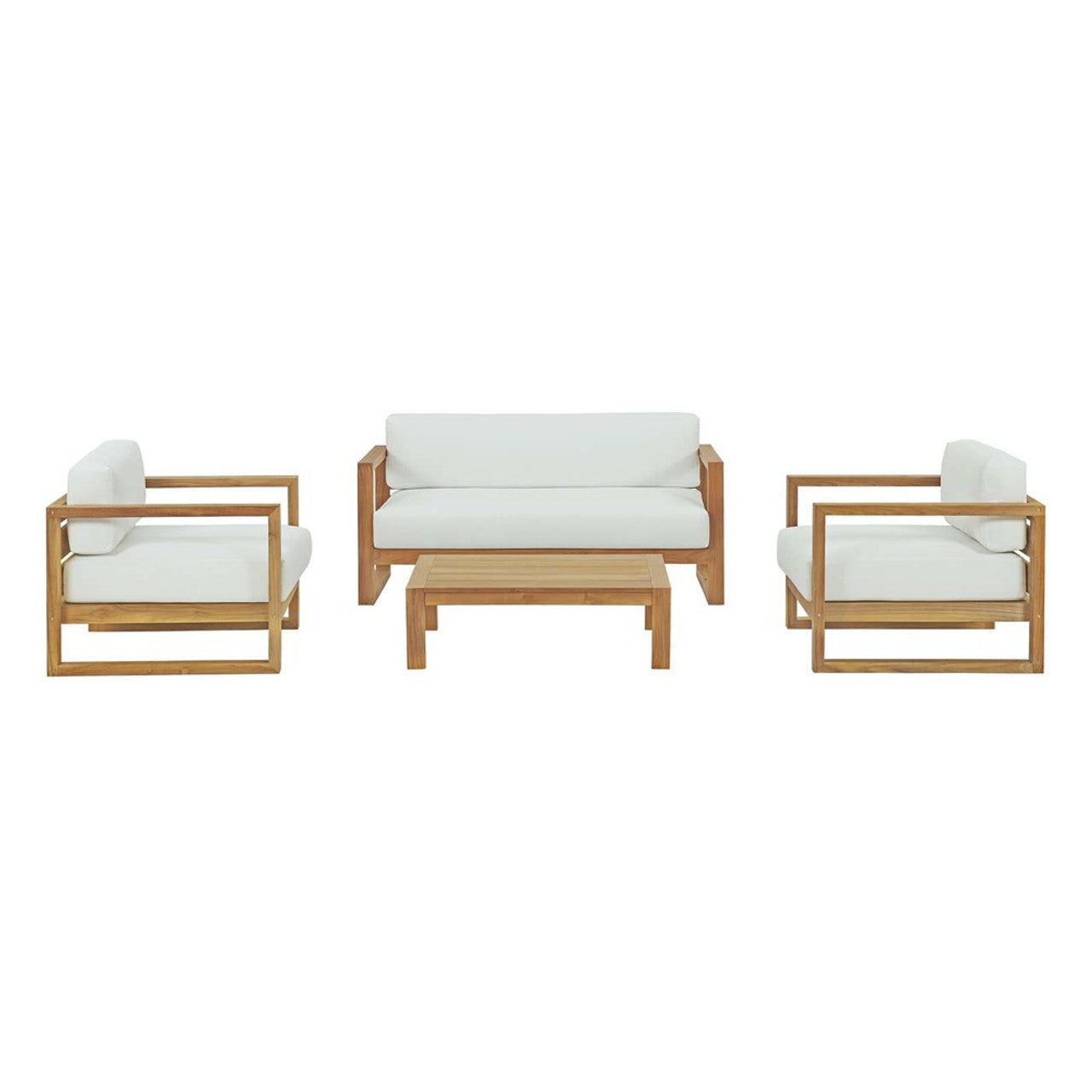 Modway EEI-3116-NAT-WHI-SET Upland 4 Piece Outdoor Patio Teak Set Natural White