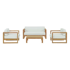 Modway EEI-3116-NAT-WHI-SET Upland 4 Piece Outdoor Patio Teak Set Natural White Modway