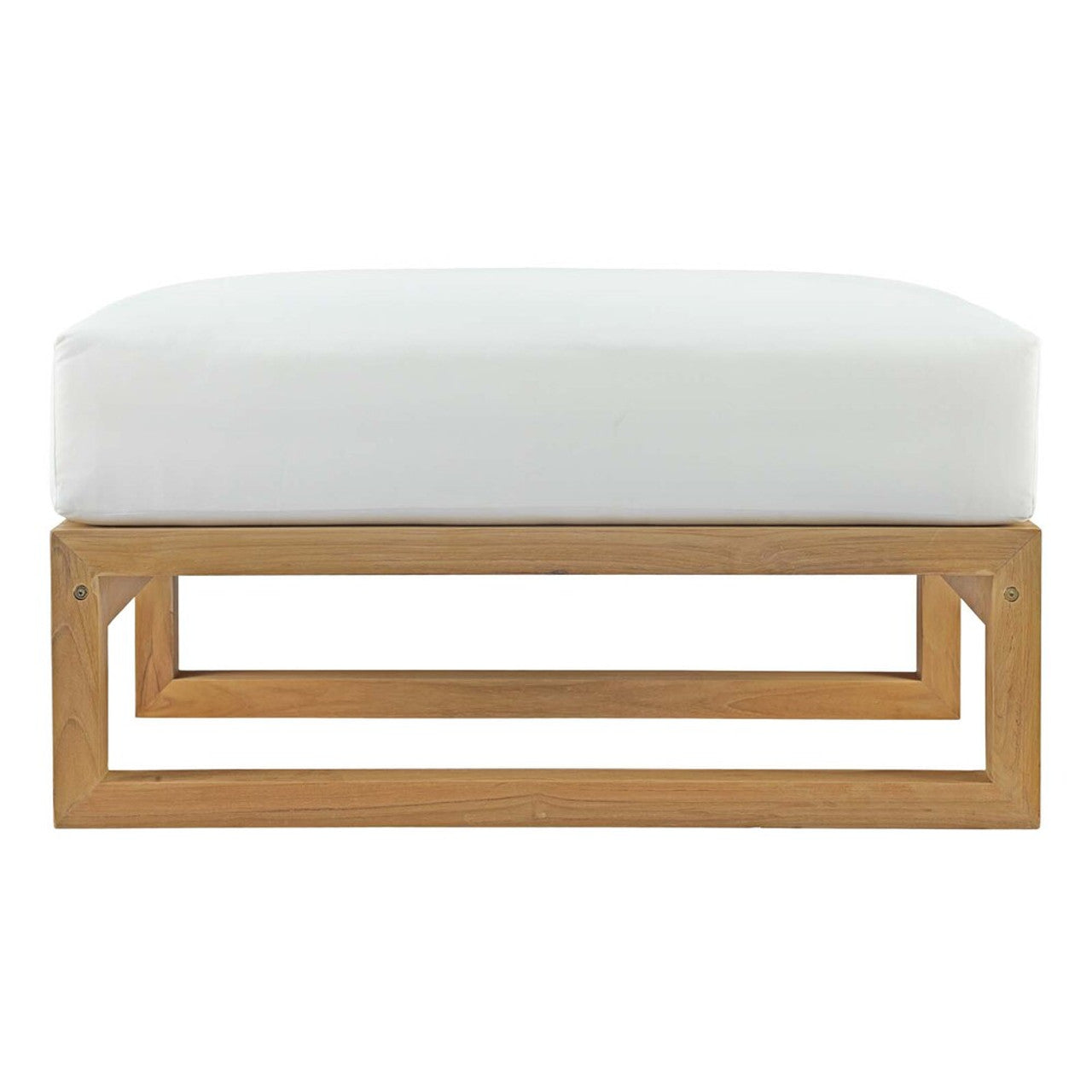 Modway EEI-2708-NAT-WHI Upland Outdoor Patio Teak Ottoman Natural White