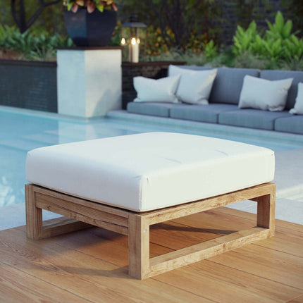 Modway EEI-2708-NAT-WHI Upland Outdoor Patio Teak Ottoman Natural White Modway